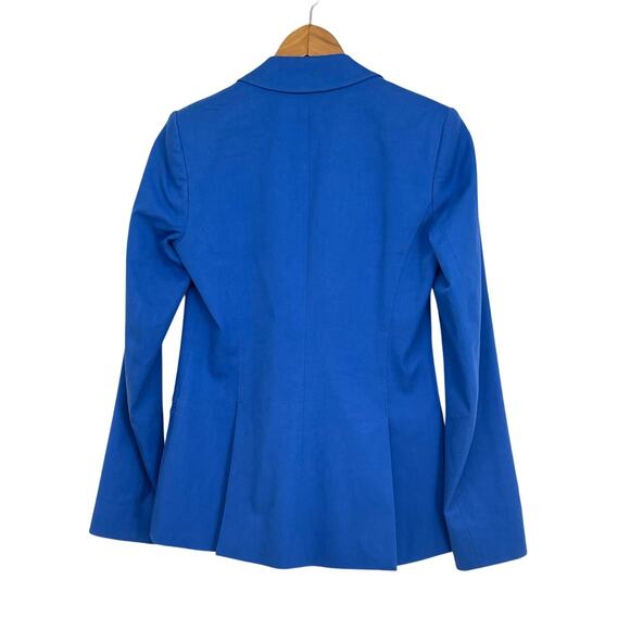 Theory Rayon Blend Fitted Blue Blazer Size 0 Preppy Work Career Wear Capsule - Picture 2 of 6